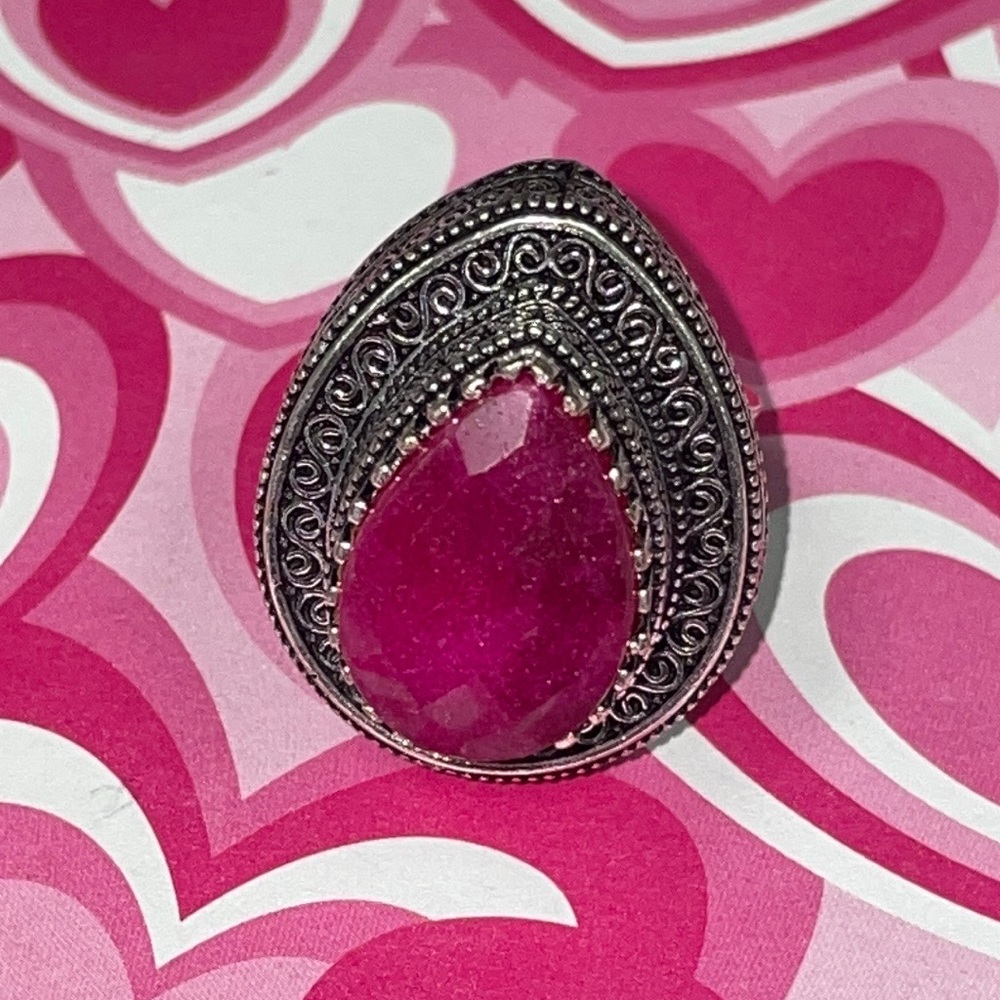 Huge Ruby Silver Ring - image 2